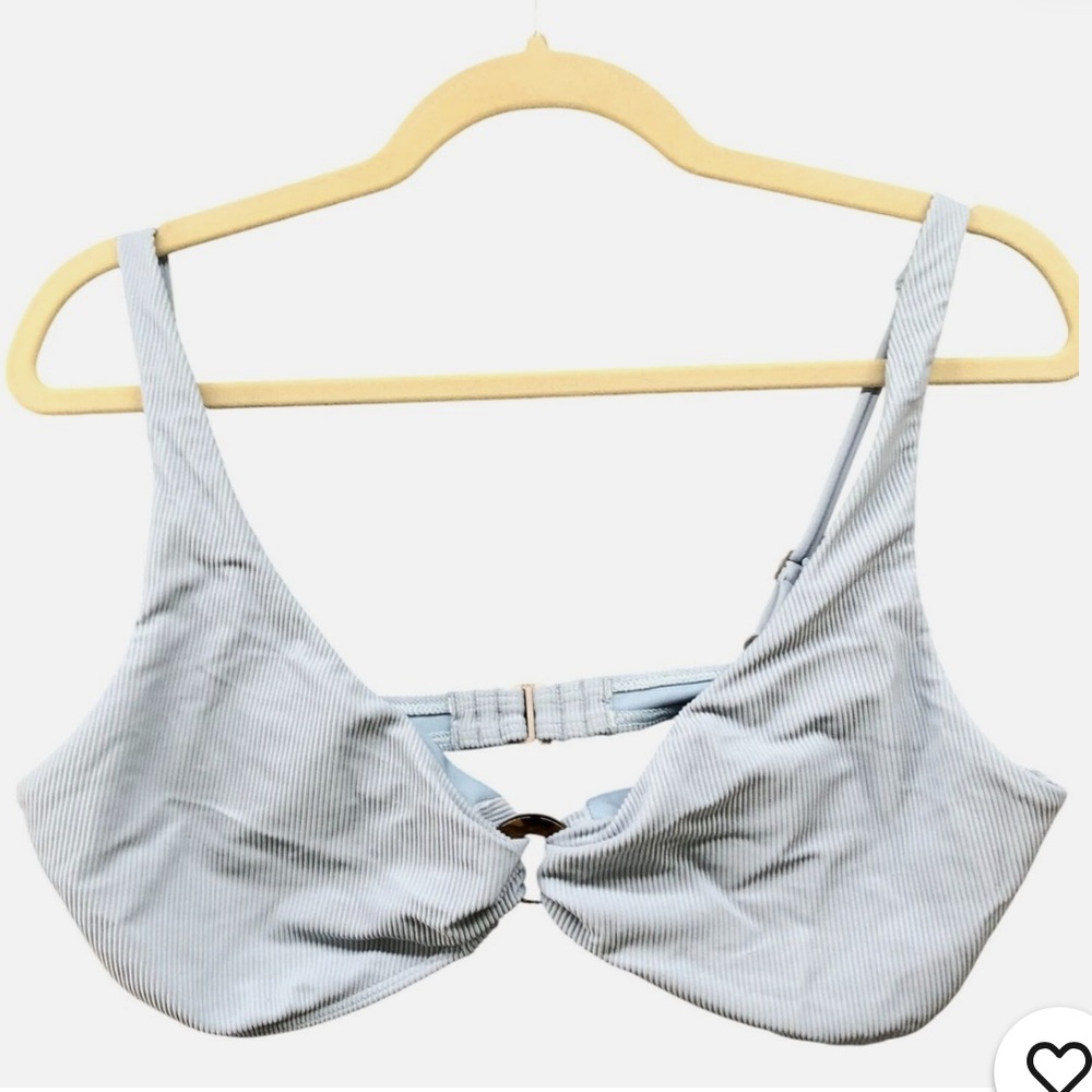 Abercrombie & Fitch Light Blue Bikini Top Women’s Ribbed Ring Lightly Lined